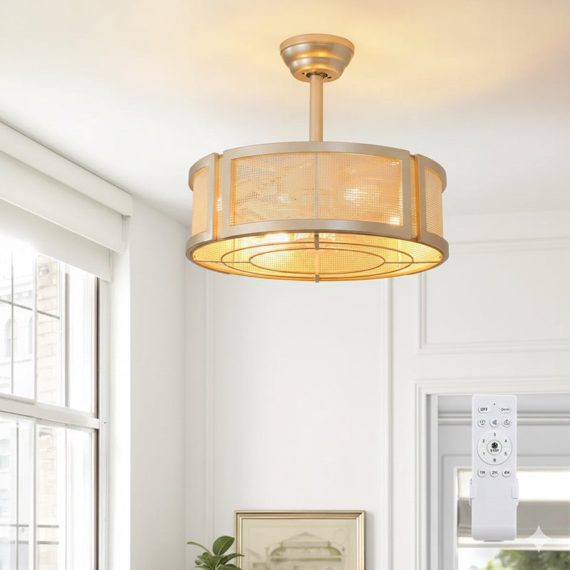 Ventilateur de plafond industriel télécommandé 19,6 "avec ensemble d'éclairage intégré Blashford , Doré