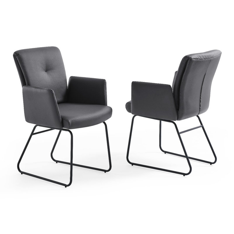 Fauteuil capitonné Inscoe Droitwich, Noir, Gris