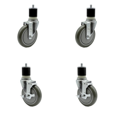 4 Piece Polyurethane Expanding Caster Set with 2 Brakes