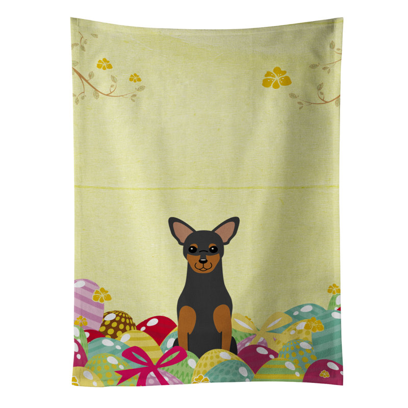 Serviette de thé manchester terrier pâques œufs