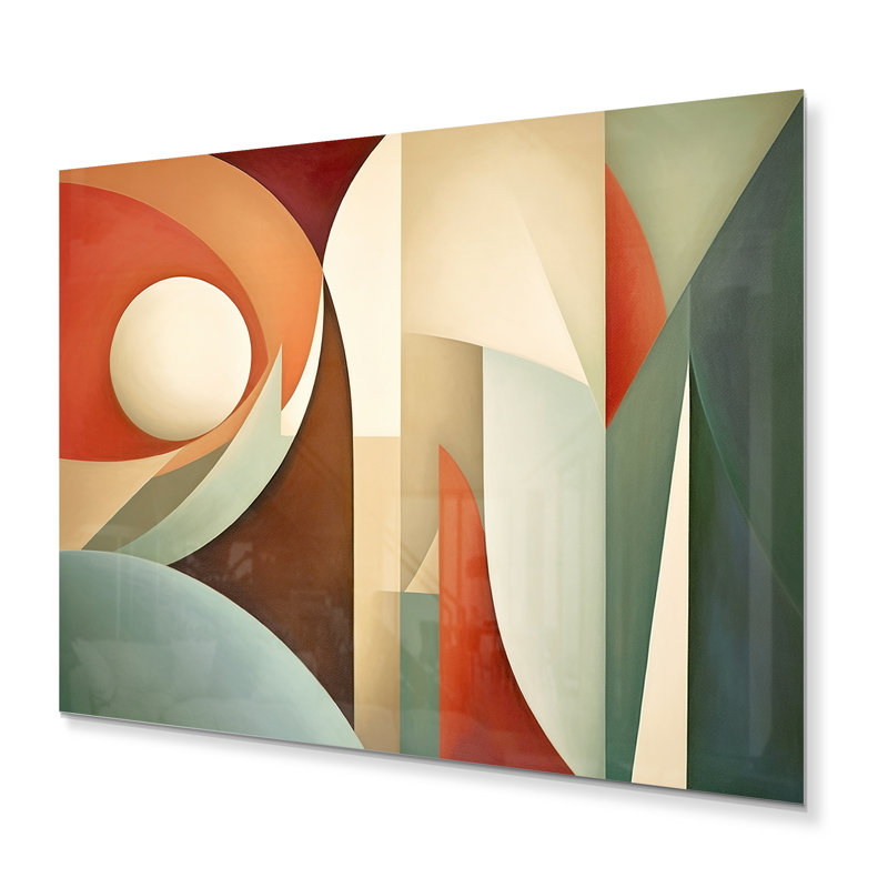 Visions symétriques orange et vertes - impression sur métal, H 12 po x l 20 po
