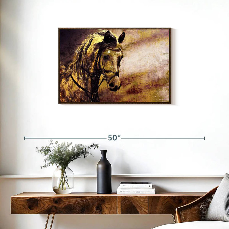 Portrait de cheval arabe, Cadre flottant en noyer, 31 po x 21 po