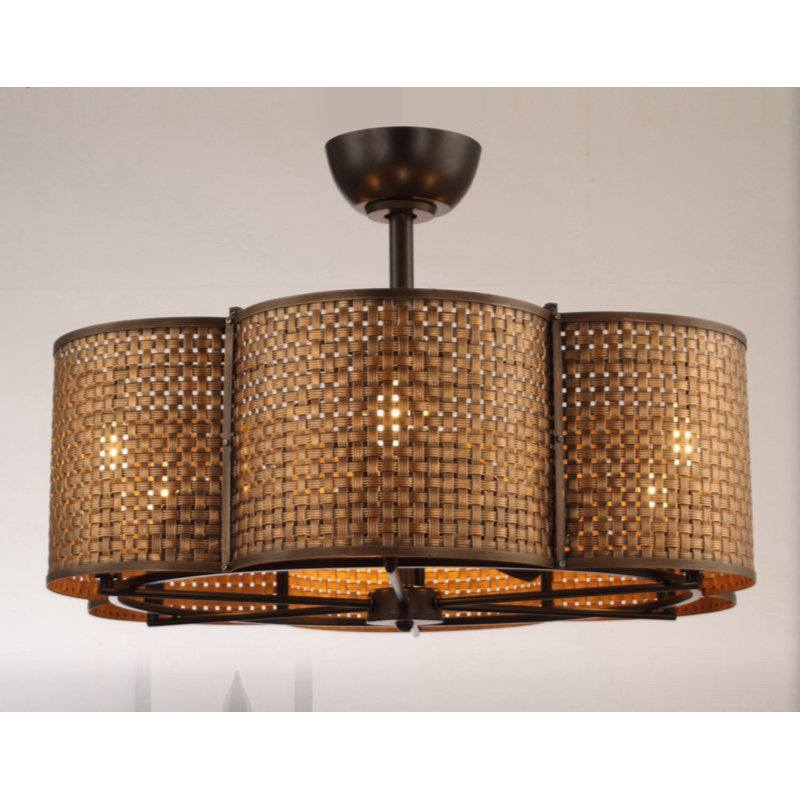 31.1 In. 24W LED Light Bulb Ceiling Fan With Metal Rattan Frame
