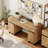 Home Office Furniture Set: 59" Executive Desk With Charging Station & Storage Cabinet + 72" Tall Bookcase With 6 Drawers, Modern Computer Desk & Library Shelf, Wood, Work Study, Oak-1365896613