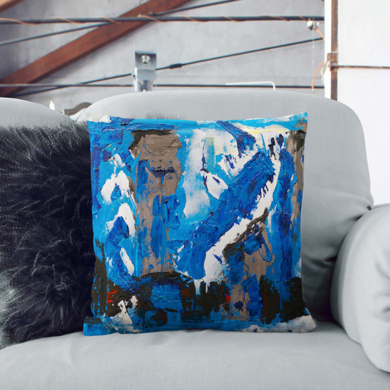 Abstract Square Throw Cushion, 40 x 40 cm, White