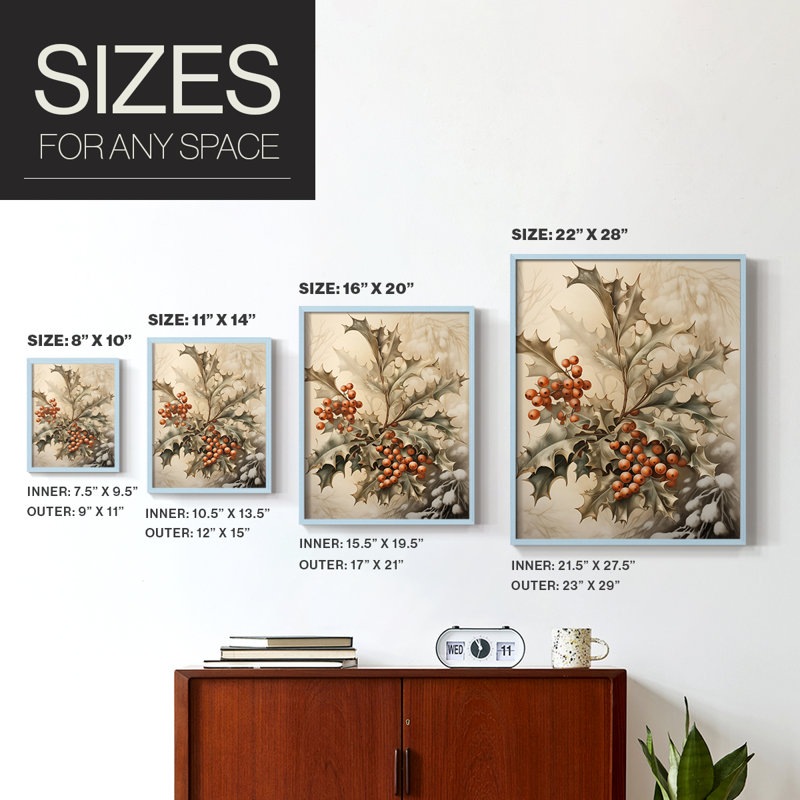 «Christmas Holiday Art DCCVI», reproduction d'art encadrée - bois massif, Bleu, H 30 po x l 24 po