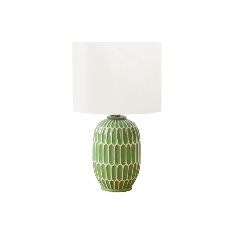 Lighting, h 22 po, lampe de table, céramique, abat-jour ivoire / crème, contemporain, moderne, Vert