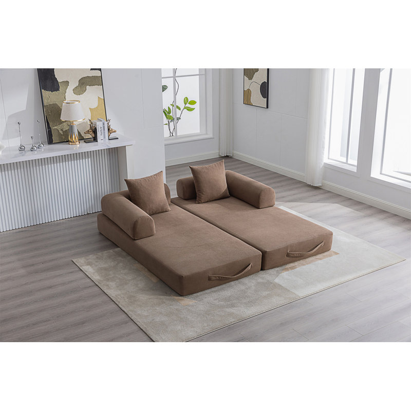 Canapé pliable et compressible, Velours côtelé brun