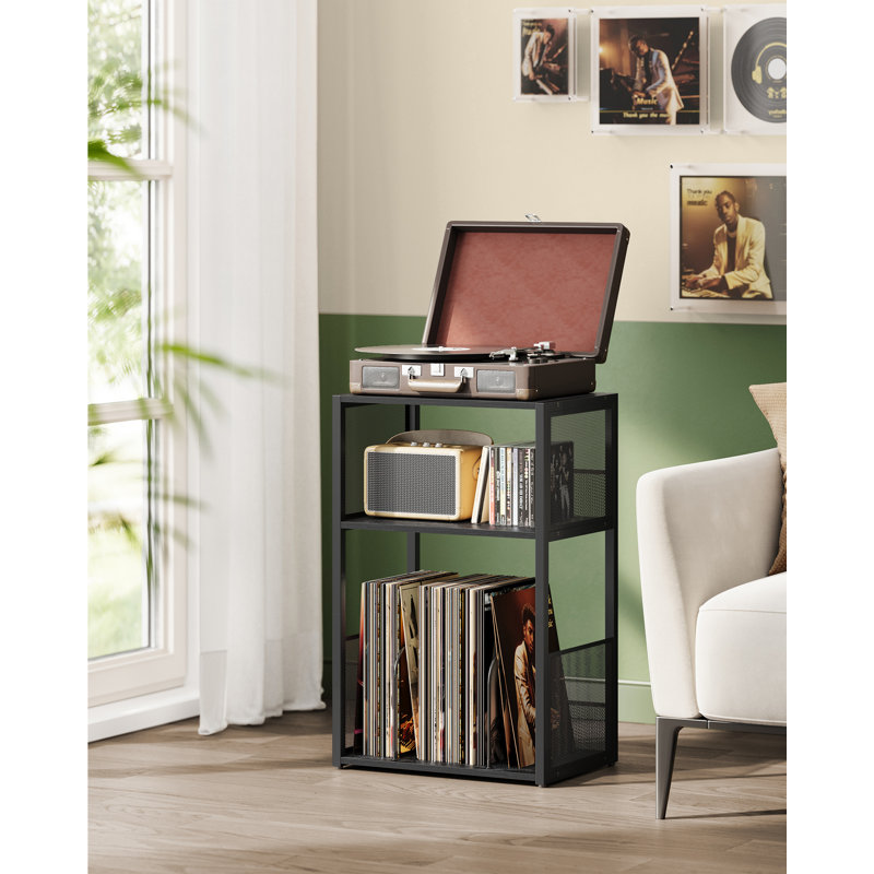 Akeiya Pedestal End Table, Ebony Black