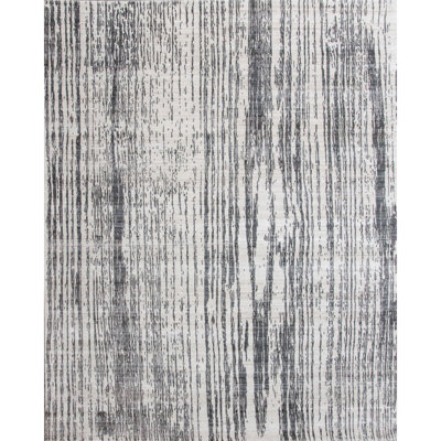 Hand Knotted Abstract Area Rug in Beige/Charcoal