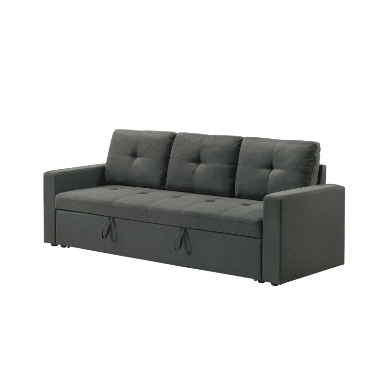 Eysan 83.5"W Dark Gray Fabric Sleeper Sofa With Tufted Cushions