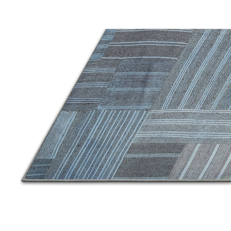 Tapis de zone bleu contemporain, Rectangle 2 pi x 3 pi