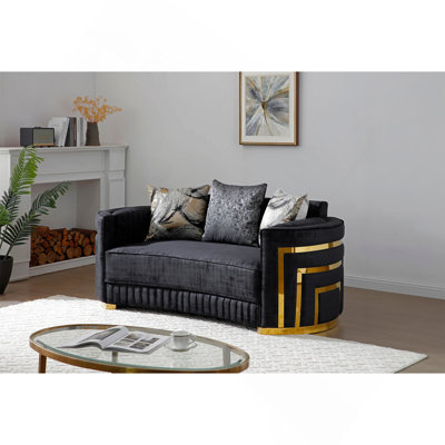 Causeuse avec coussins pour le salon, noir