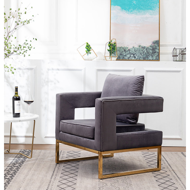 Fauteuil d'appoint contemporain rembourré, Gris