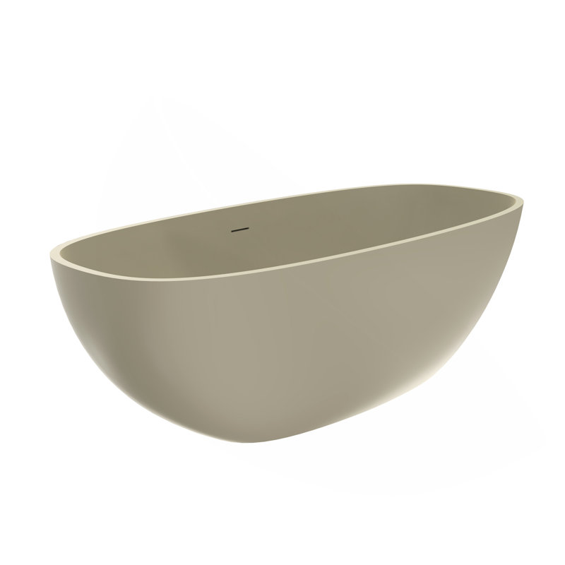 66.9 Inch Freestanding Solid Surface Soaking Bathtub For Bathroom, Khaki