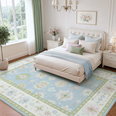 Tapis Oushak Boho, lavables et antidérapants, motif floral oriental, doux et fin, idéal pour l'intérieur.
