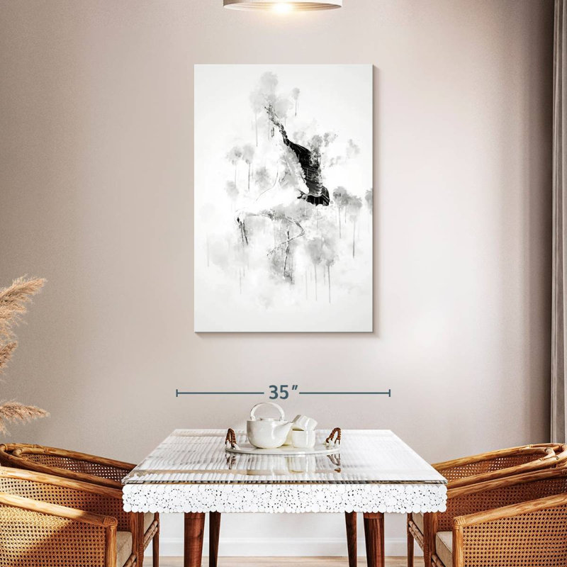 Brampt Stork Black And White, 45" H x 30" W