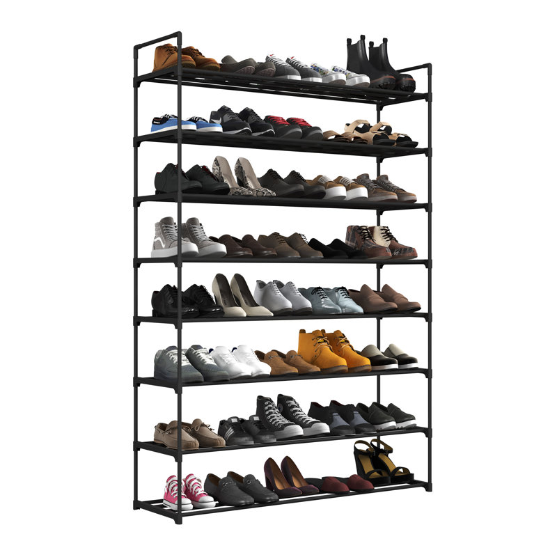 Shoe Rack - 8-Tier Shoe Organizer for Closet, Bathroom, Entryway - Shelf Holds 40 Pairs, Black
