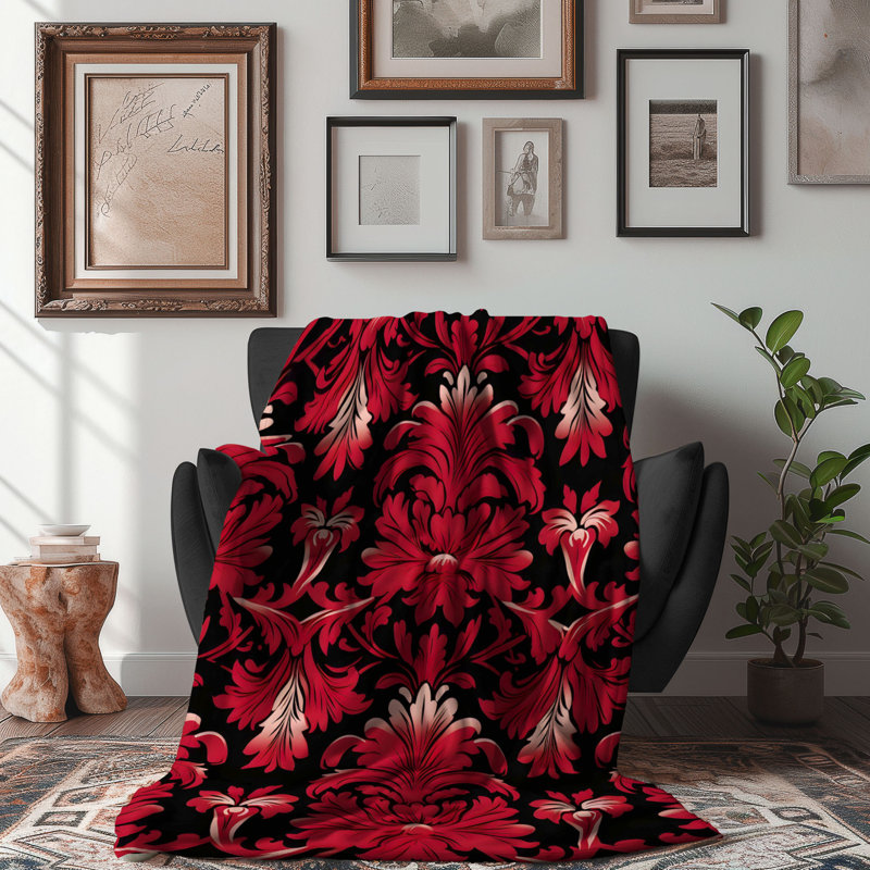 Damas rouge - couverture 1 pièce, L 80 po x l 60 po