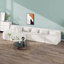 Canapé modulaire modulaire, canapé modulaire rembourré de 144 po avec méridienne double, canapés 5 places en tissu Boucle et coussins-570669102