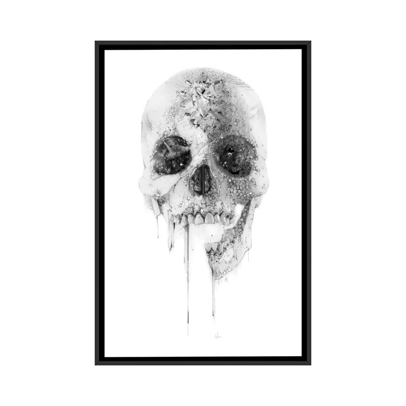 «Crystal Skull», impression sur toile tendue, H 26 po x l 18 po x P 1,5 po, Toile avec cadre noir, Pas de tapis