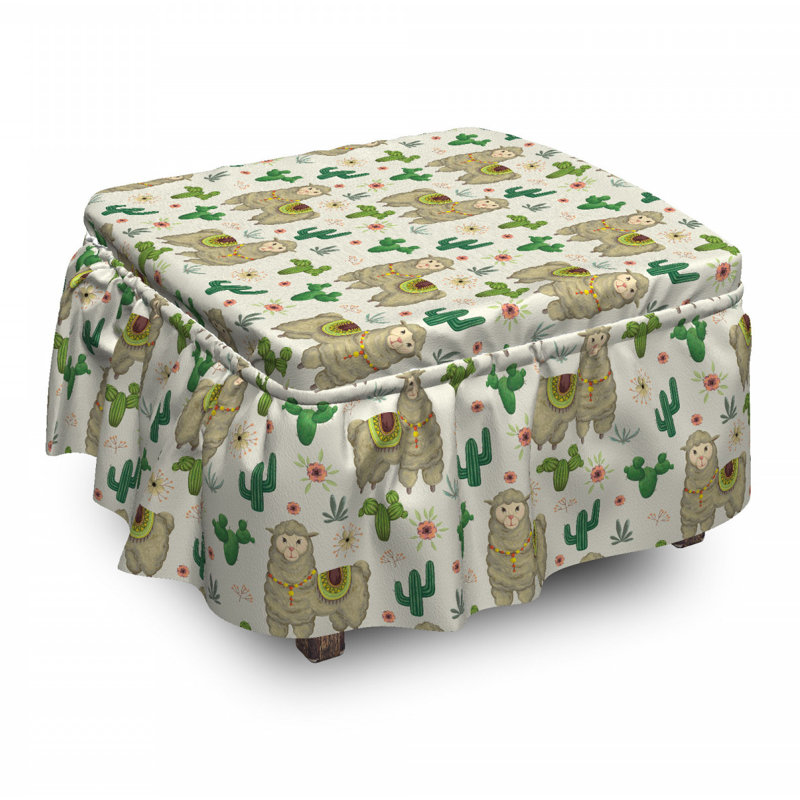 Ensemble de 2 housse pour repose-pieds coussins de boîte llama flore et faune