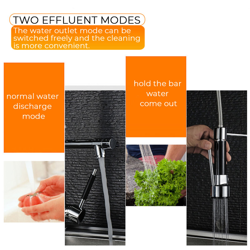 Robinet de cuisine à poignée simple pull down