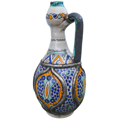 Vase de table intérieur / extérieur bleu / orange / turquoise / blanc 15 po