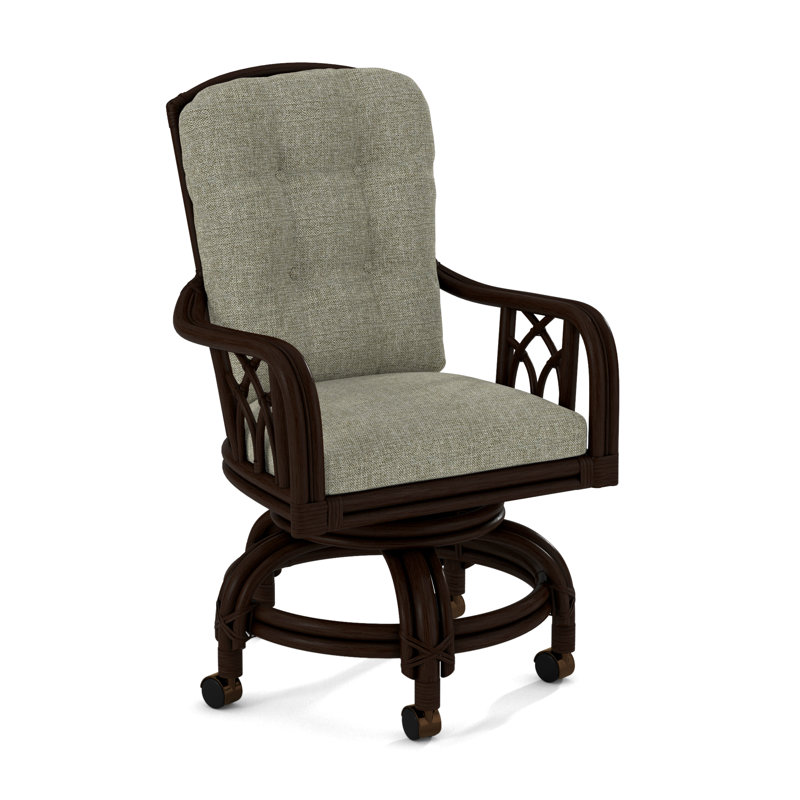 Edgewater Castered Arm Chair, Java, Blue Buffalo Check; 0120-61