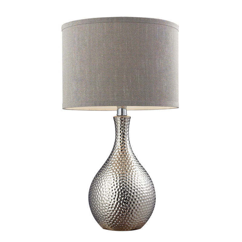 Lampe de table 1 lumière martelée en chrome martelé d'une hauteur de 21,5 po