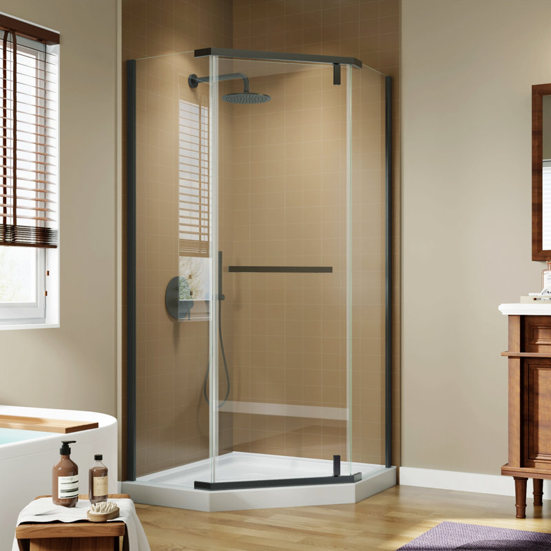 Corner Shower Enclosure 36 In. W X 72 In. H Frameless Neo-Angle Shower Enclosure, 1/4" (6Mm) Clear Sgcc Tempered Glass, Pivot Shower Door ,Shower Base Not Included