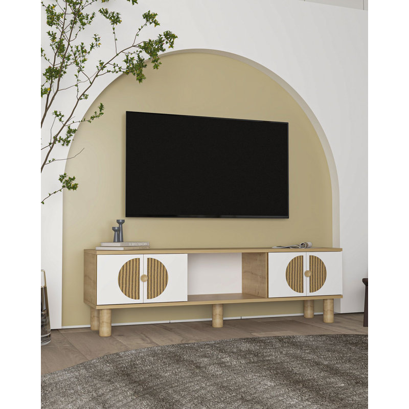 Catena Modern TV Stand, Sapphire Oak & Hazeran Colors, 59.1 x 15.9 x 11.6 inches | 100% Melamine Coated Particle Board, Thickness: 0.7 inches | Wall-Mountable Design, Perfect for Living Room & Entertainment Spaces