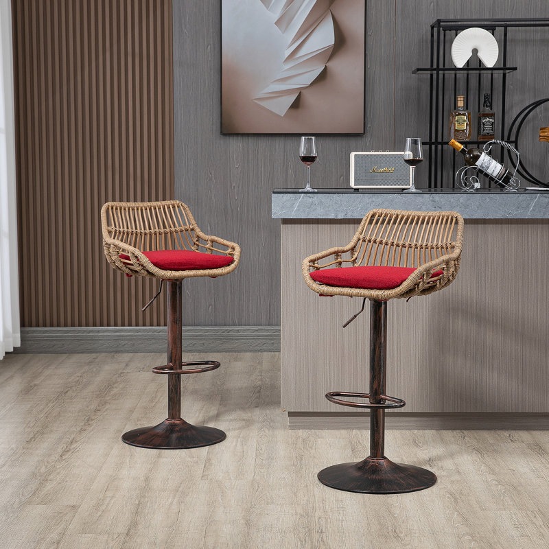 Ensemble de 2 tabourets de bar pivotants réglables à hauteur de comptoir avec repose-pieds pour la cuisine et la salle à manger