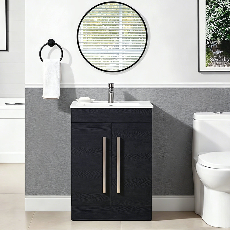 Ensemble de meuble-lavabo simple 24 po noir