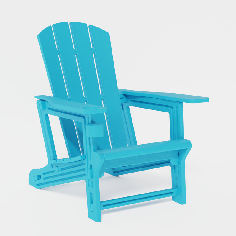Six in a set Adirondack Chair with Cup Holder All-Weather Reclining Chair for Patio Deck Backyard and Poolside, Blue