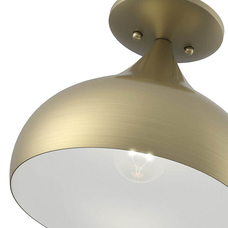 Plafonnier semi-encastré 1 lumière 10 po Chassitty, Laiton antique