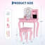Ensemble de coiffeuse pour enfants avec miroir lumineux et tabouret Princess Style-1235113558