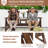 2-Seat Wooden Adirondack Chair, Outdoor Log Patio Loveseat With Built-In Table, Patio Bench Fire Pit Chair Porch Furniture Conversation Set For Deck Lawn Pool Backyard, Carbonized
