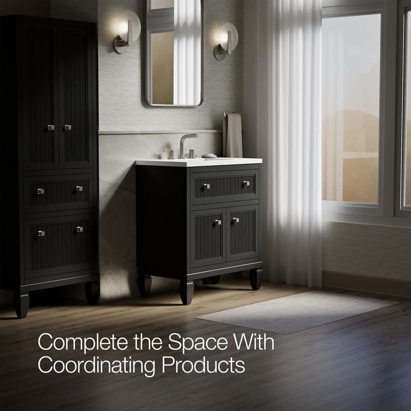 Hearthaven 30'' Free Standing Single Bathroom Vanity Cabinet with Sink and Quartz Top, Slate Gray, 30"