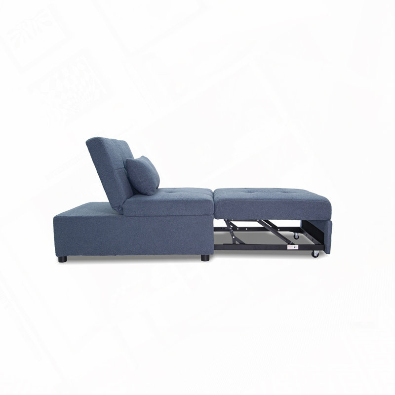 Canapé convertible rembourré H 34 po x l 32 po Evenie, Sherpa bleu gris