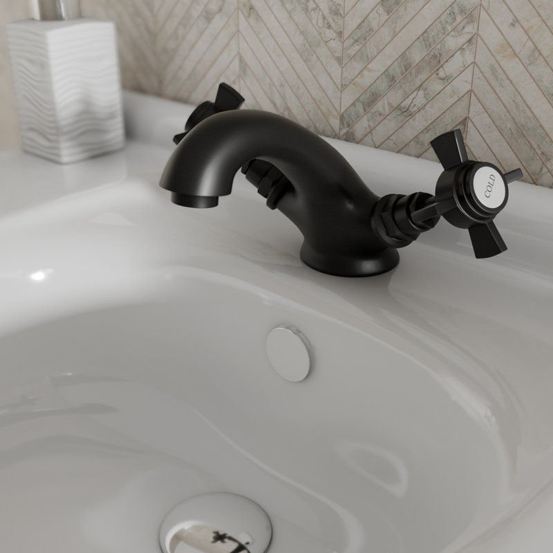  Regency Traditional Mono Basin Mixer Tap with Waste - Matt Black, Matte Black