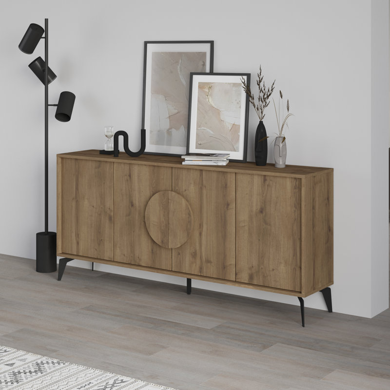 Chani Modern Wide Sideboard Display Unit 180cm, Oak