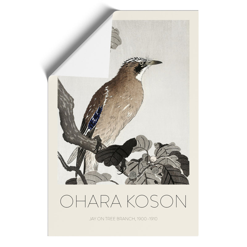 Jay On A Tree Branch by Ohara Koson - No Frame Painting, 59cm H x 42cm W x 0.1cm D