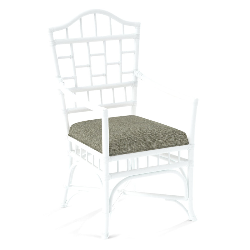 Chippendale Upholstered Arm Chair, Frost White, White Performance Fabric; 0851-94