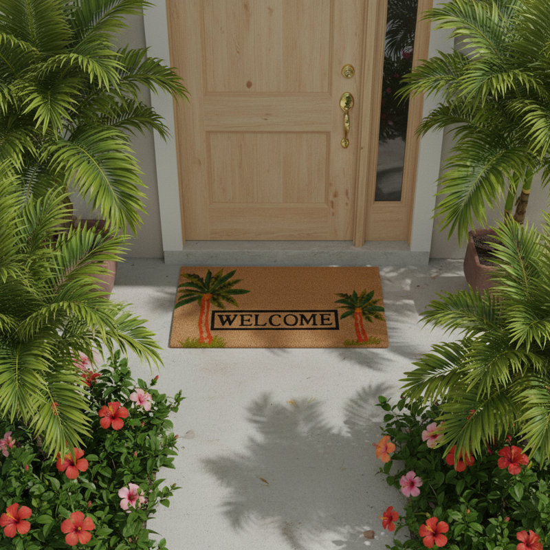 Tapis de porte d'extérieur antidérapant Alviva Palm Welcome 29 po x 17 po