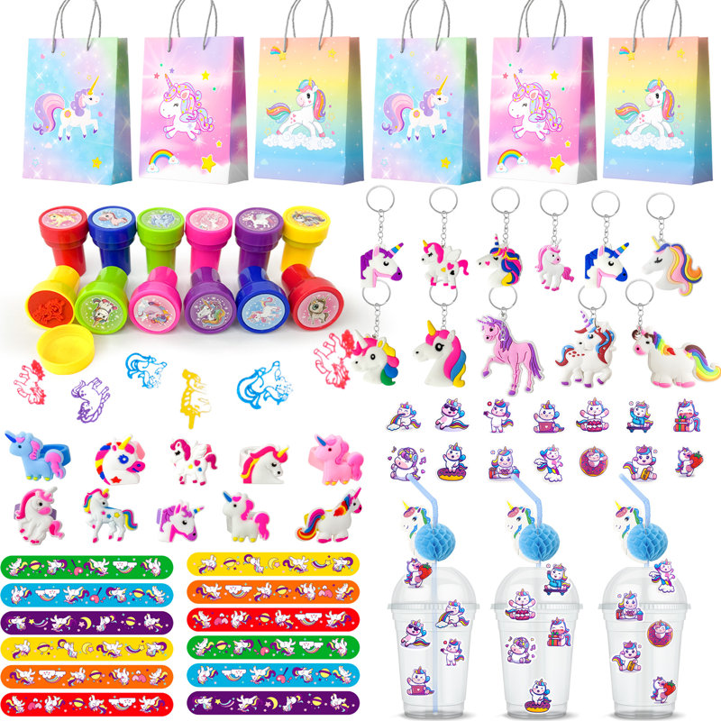 134 pièces de cadeaux de fête de licorne, ensemble de cadeaux de fête d'anniversaire de licorne
