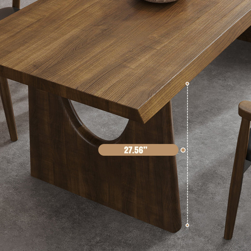 Table de salle à manger rectangulaire en bois massif Nut-Brown, H 29,53 po x L 86,61 po x l 35,43 po