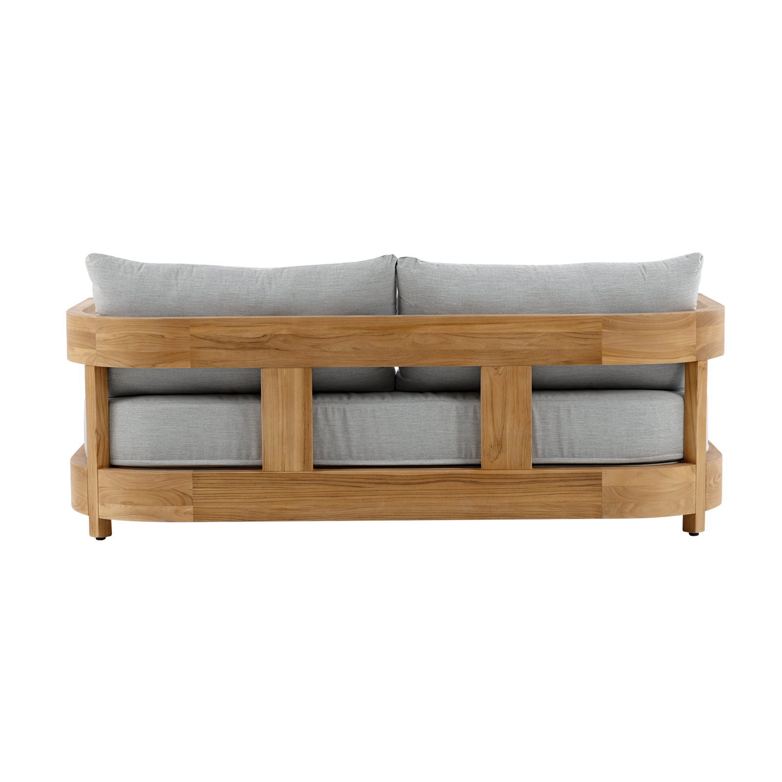 Everlee Teak Outdoor Sofa with Sunbrella Cushions, Gray