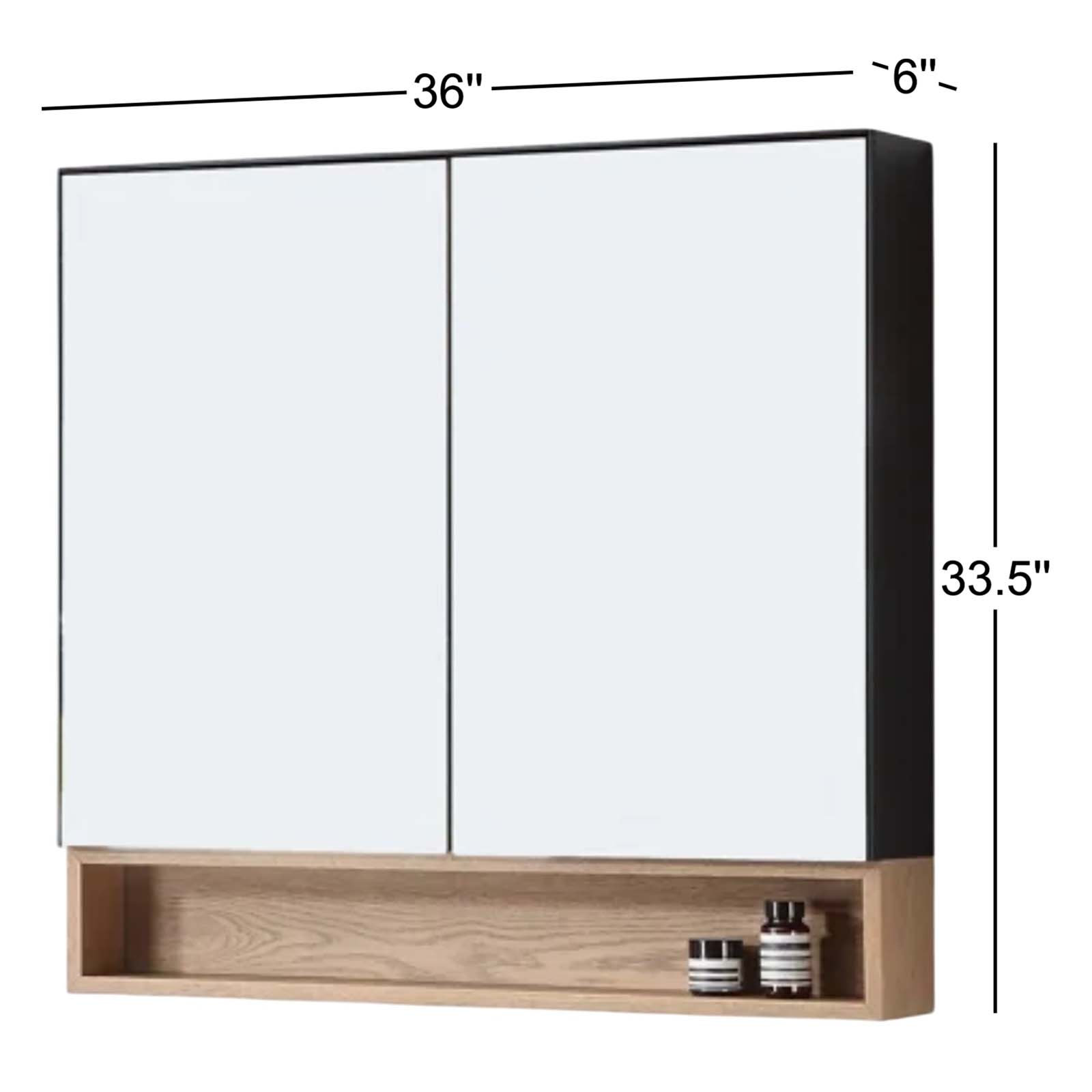 Tito Surface Medicine Cabinet, Matte Black/Pecan Oak