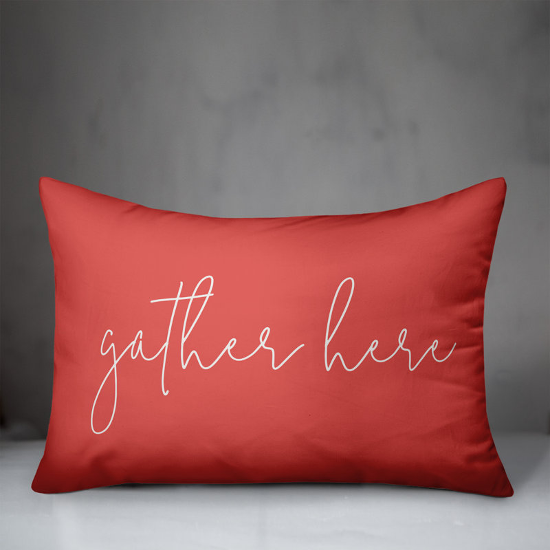 Textual Outdoor Throw Pillow, Coral